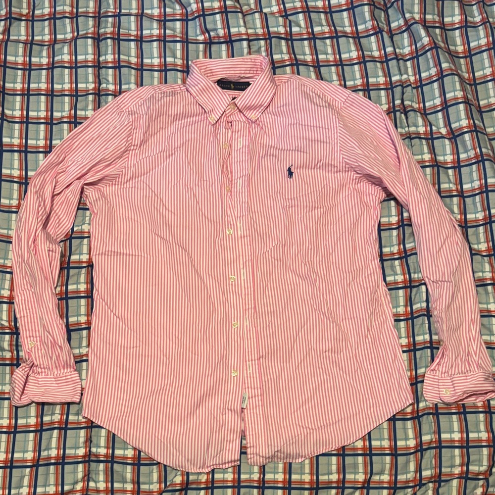 Polo by Ralph Lauren Pink and White Striped Button-Up Shirt - Picture 3 of 11